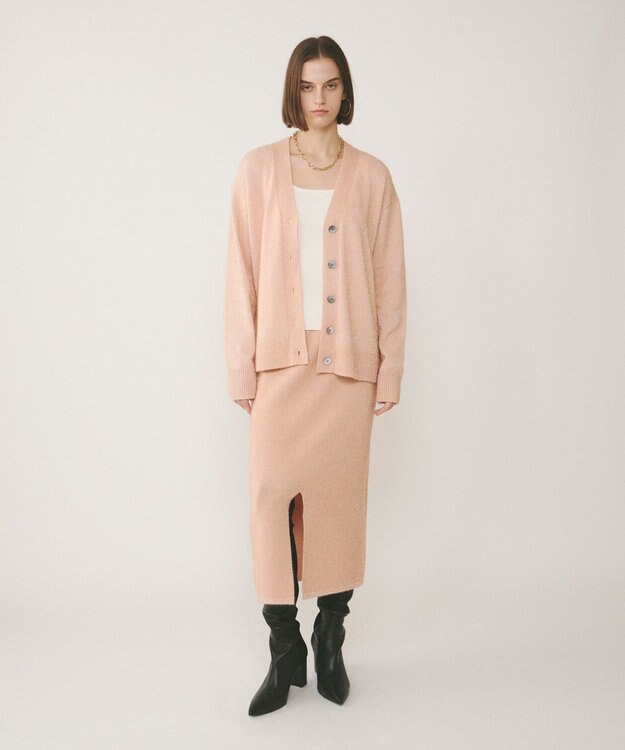 GRACE CONTINENTAL フィルムヤーンニットスカート ピンク