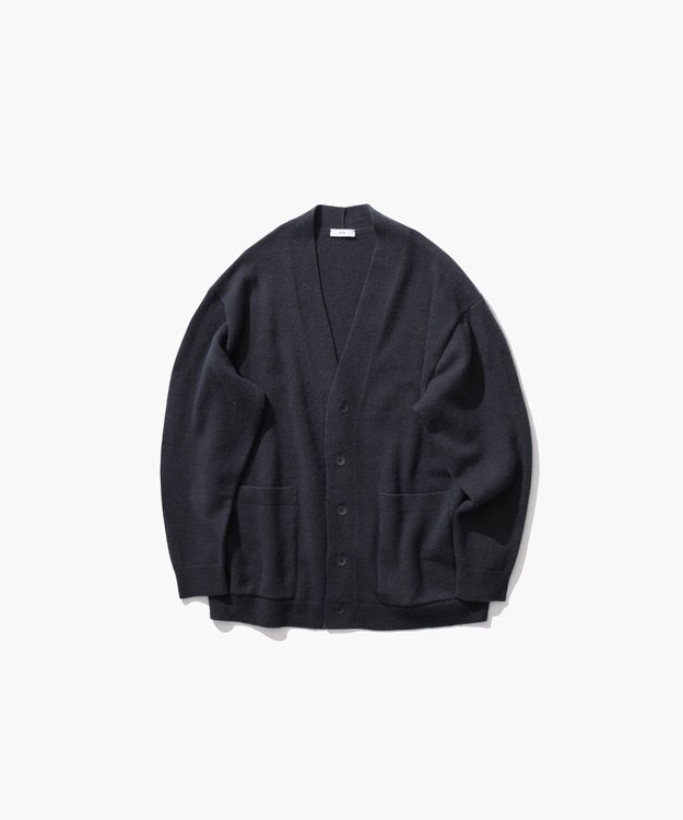 ATON WOOL COTTON BRUSHED | オーバーサイズカーディガン - UNISEX CHARCOAL GRAY