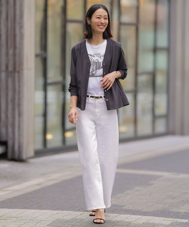 J.PRESS LADIES L プリント Ｔシャツ ホワイト系