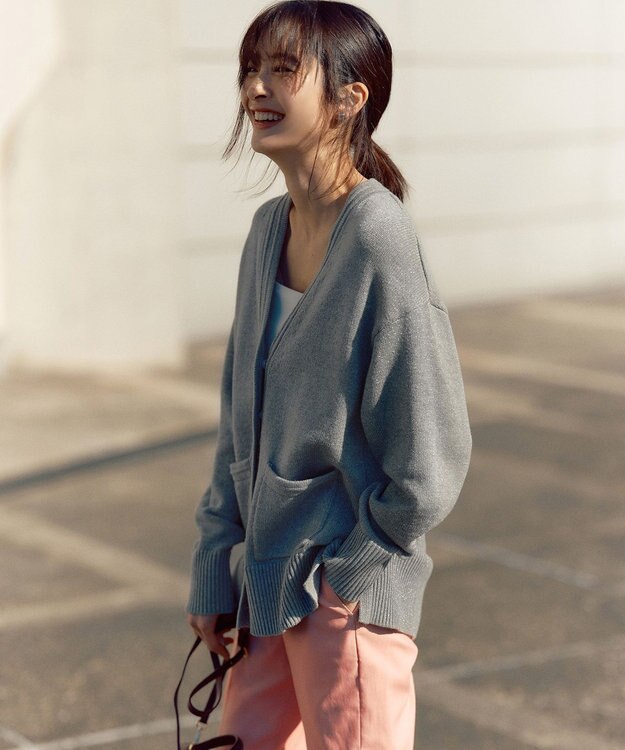 組曲 【WEB限定】SOBANEラメカーディガン ライトグレー系