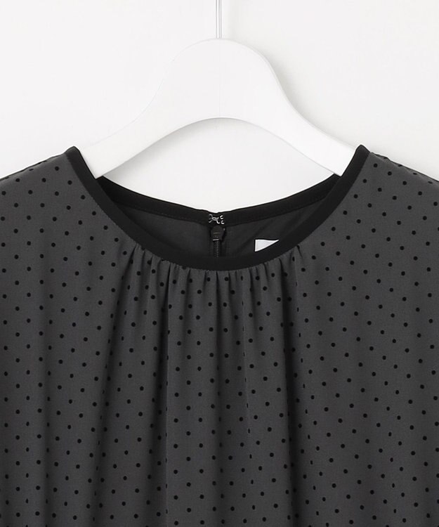 J.PRESS LADIES L 【洗える】ドットフロッキープリント ワンピース スレートベース系