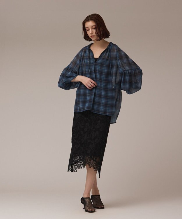 GRACE CONTINENTAL フロッキーレーススカート ブラック