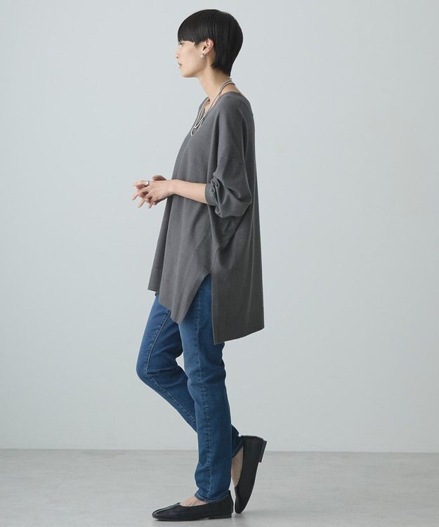 AMERICAN HOLIC バイパチＶネックロングニットプルオーバー Gray Mixture