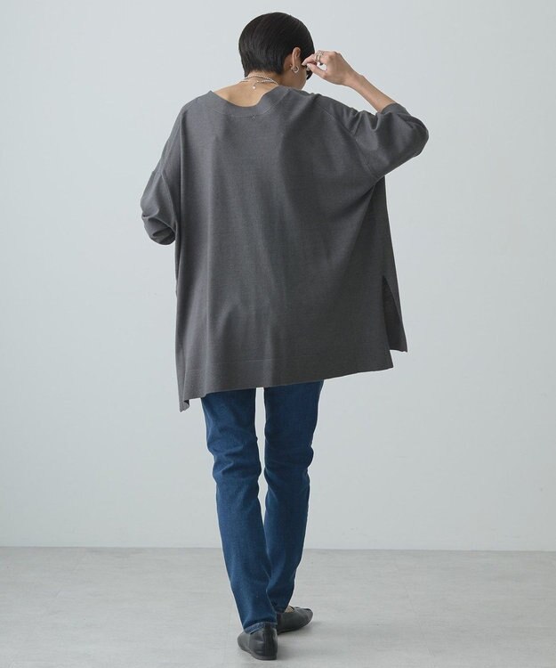 AMERICAN HOLIC バイパチＶネックロングニットプルオーバー Gray Mixture