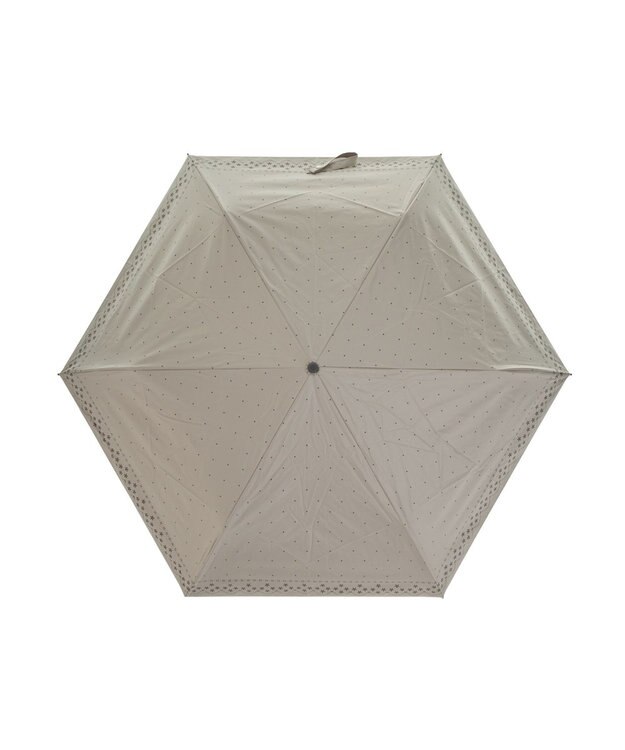 MOONBAT 晴雨兼用日傘 折りたたみ傘 ドット×幾何花／遮光 遮熱 UV ベージュ
