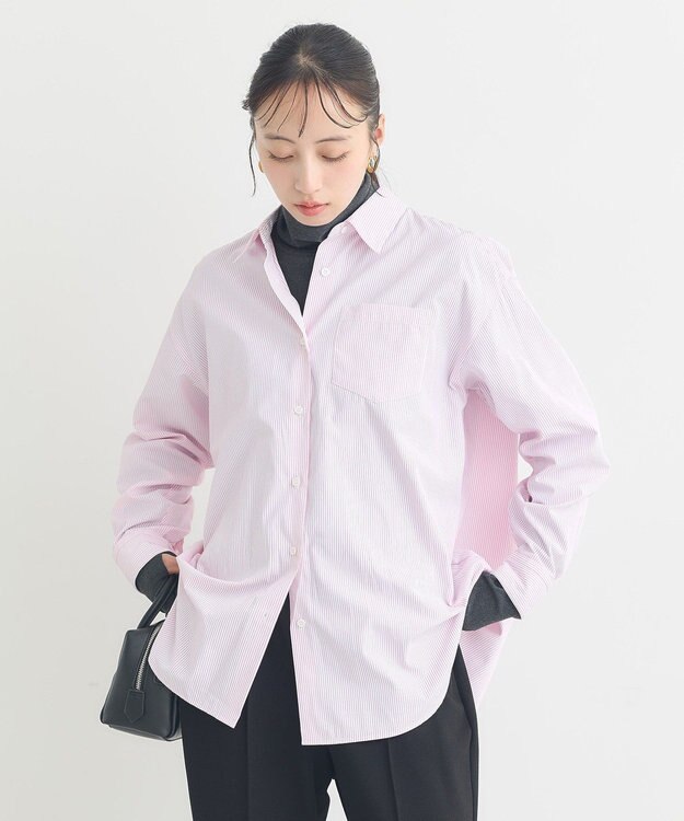 earth music&ecology スタンダードシャツ Stripe Pink
