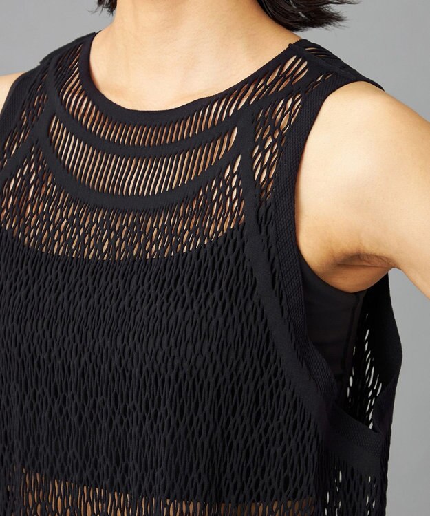 Chacott 【ノーソーイングニット】ランダムメッシュニットタンクトップ ブラック