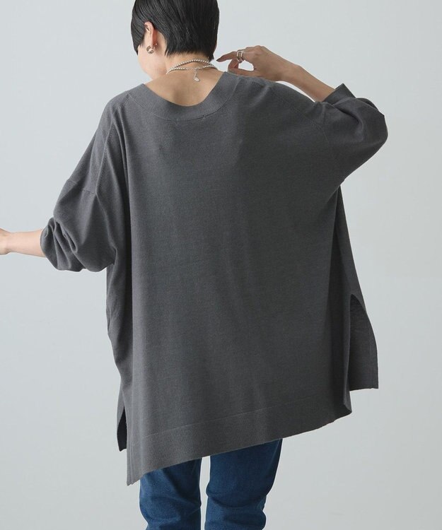 AMERICAN HOLIC バイパチＶネックロングニットプルオーバー Gray Mixture