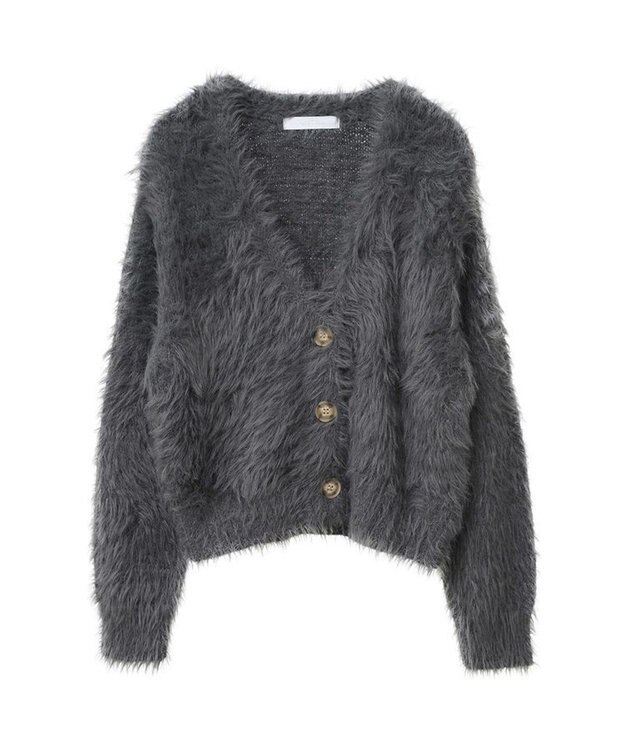 Green Parks ・Ｐｅｔｉｔ　Ｆｌｅｕｒ　シャギーニットカーディガン Charcoal Gray