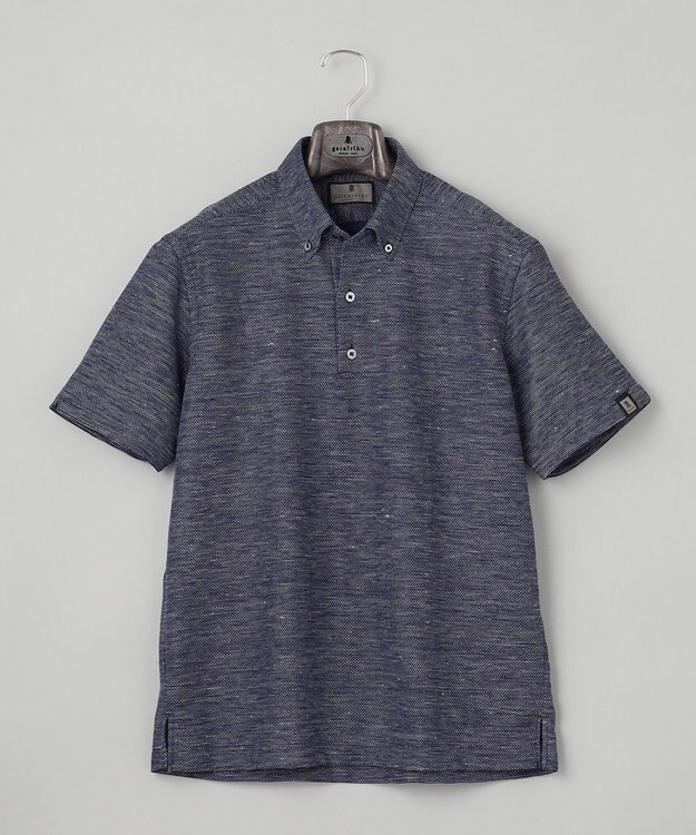 GOTAIRIKU 【麻混の清涼感】ノルマンディーリネン ボタンダウンポロシャツ(24年モデル) ネイビー系