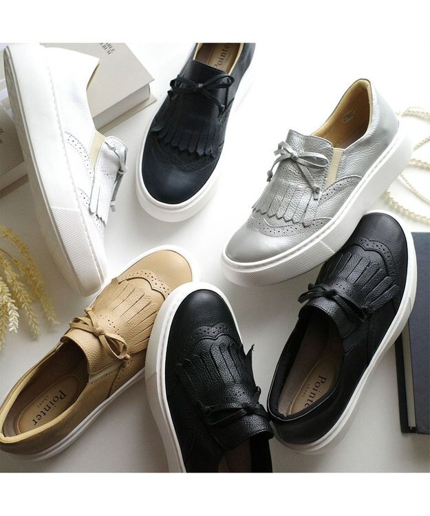 Pointer 日本製 本革タッセルスニーカー ブラック