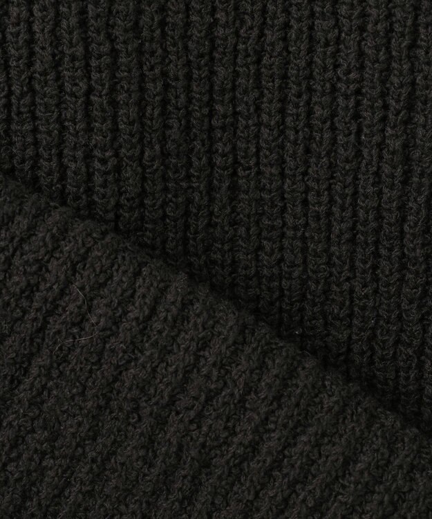 自由区 【洗える】テクスチャーコットンブレンド ビジューデザインニット ネイビー系