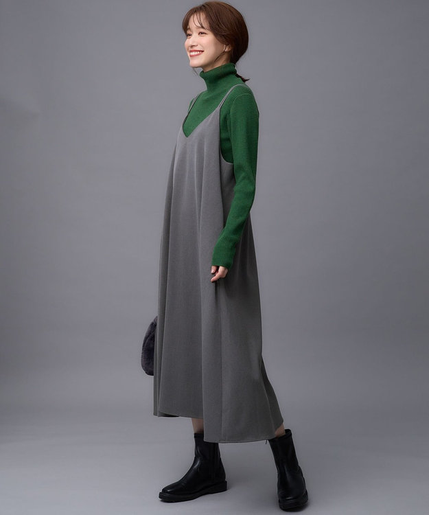 ANY ウールブレンドリブニット グリーン