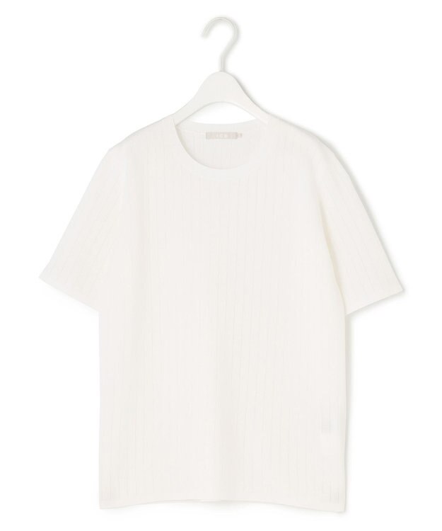 ICB 【洗える】 ストライプパターン ニットトップス オフホワイト系