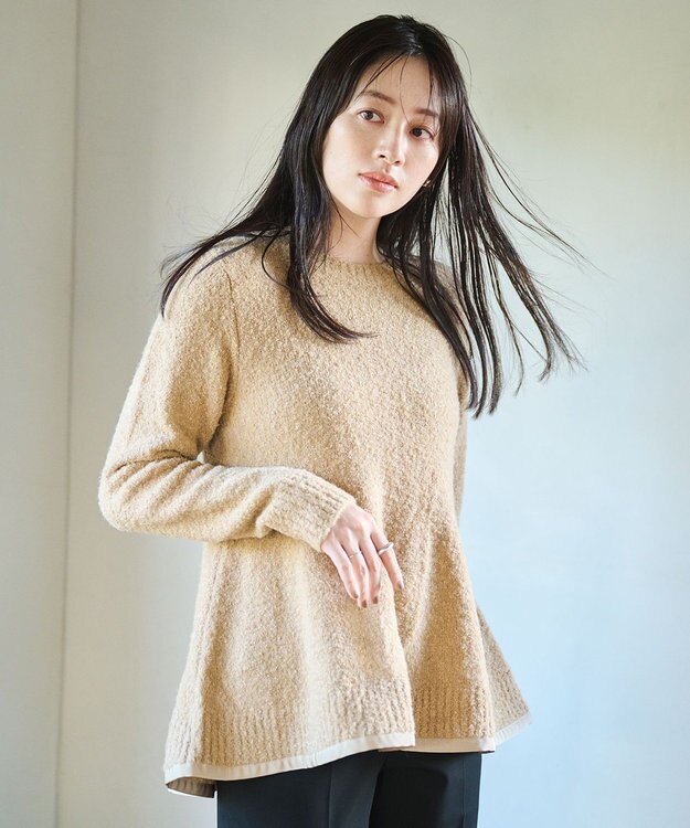 #Newans 【洗える】フレアシルエットチュニックニット ベージュ系
