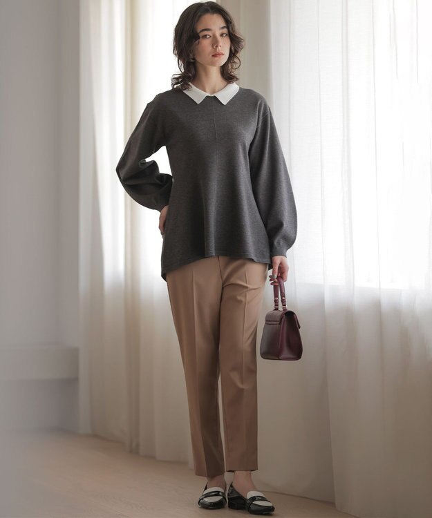 組曲 L ハンサムツイルテーパード パンツ ベージュ系