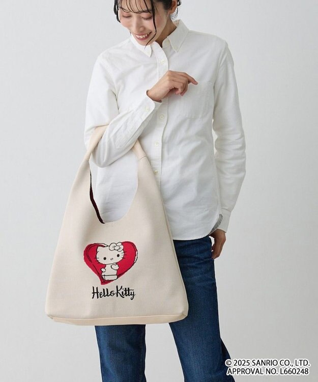 ROOTOTE 8489【A4サイズ収納】IP.ラウンド.ニット.ハローキティ-A 01：アイボリー