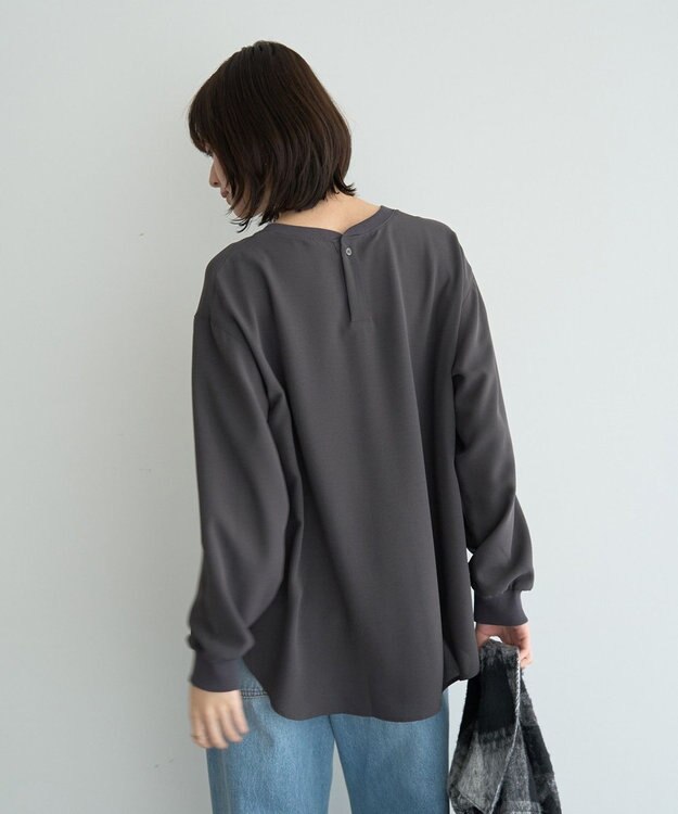 YECCA VECCA リブMIXジョーゼットブラウス Off White
