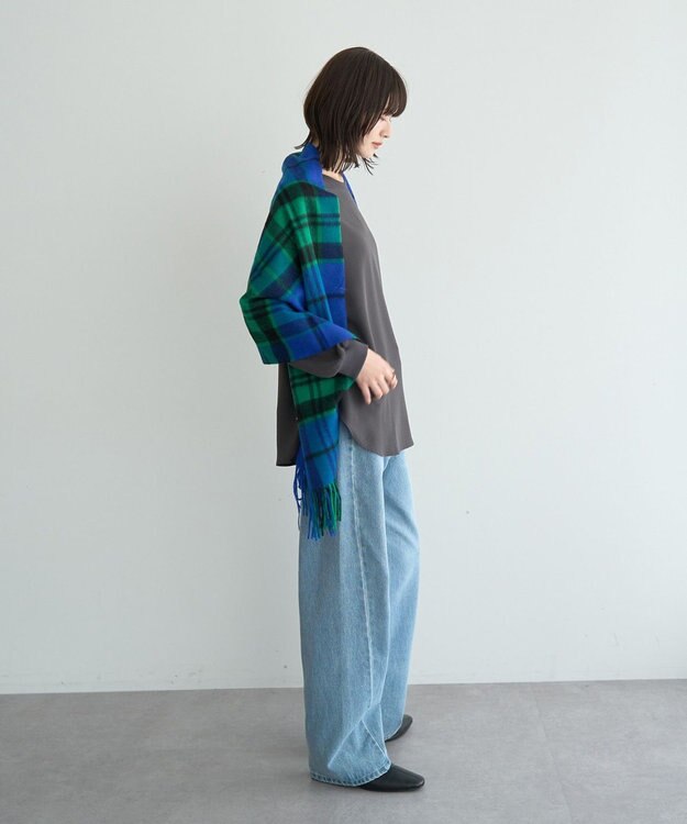 YECCA VECCA リブMIXジョーゼットブラウス Off White