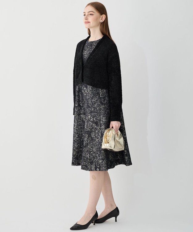 23区 S 【APPLAUDIR】ファンシーボレロ ビジューボタン Vネックカーディガン ブラック系