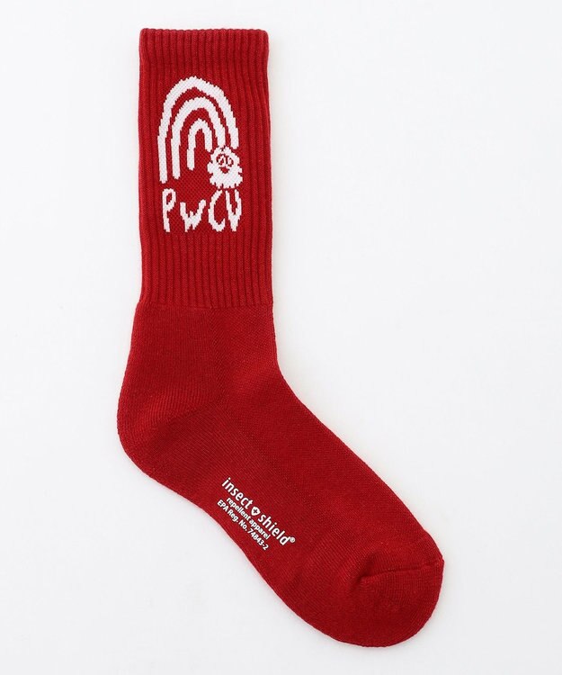 PW CIRCULUS 【虫よけ加工】【WOMEN】P-MOF ソックス ミドル丈 ゴルフウェア レディース レッド系