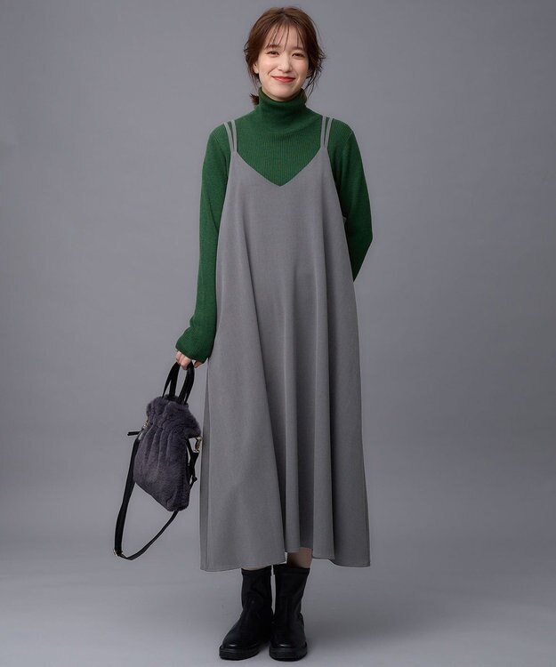 ANY ウールブレンドリブニット グリーン