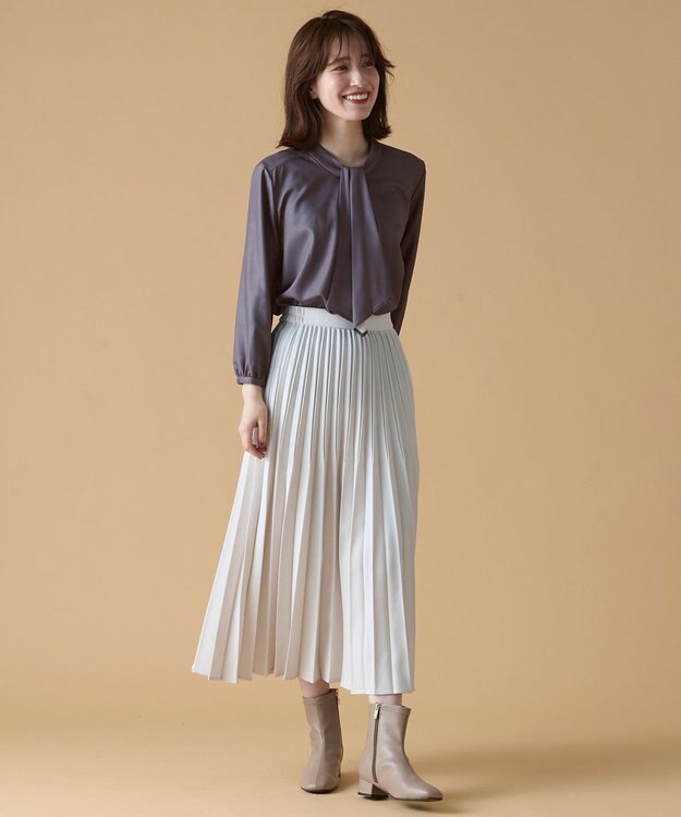 ANY 【洗濯機可能】プリントブラウス チャコール