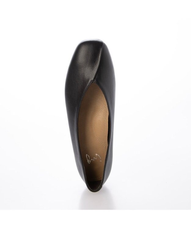 ing <ing>【WEB限定】スクエアトゥVカットフラットシューズ ブラック