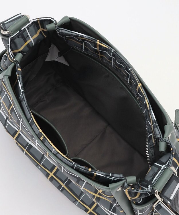 Y'SACCS ドローイングチェックショルダーバッグ グレー