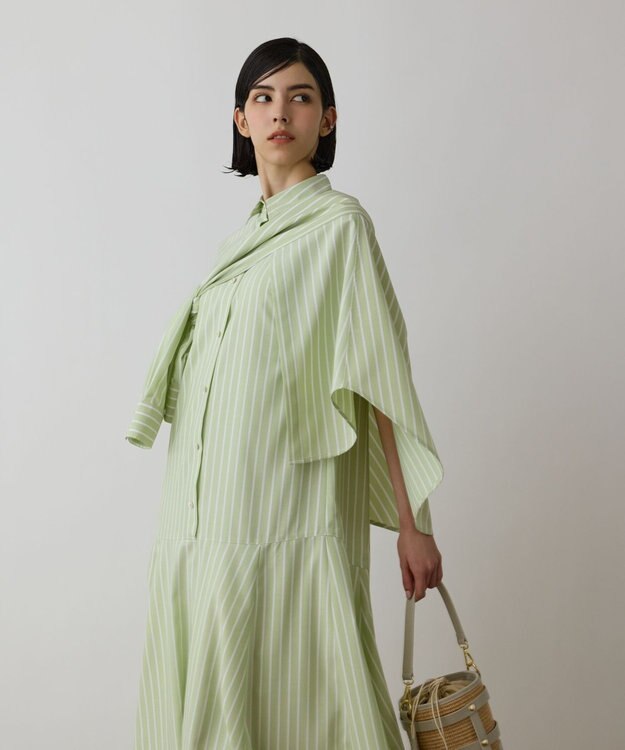 GRACE CONTINENTAL ストライプシャツワンピース グリーン