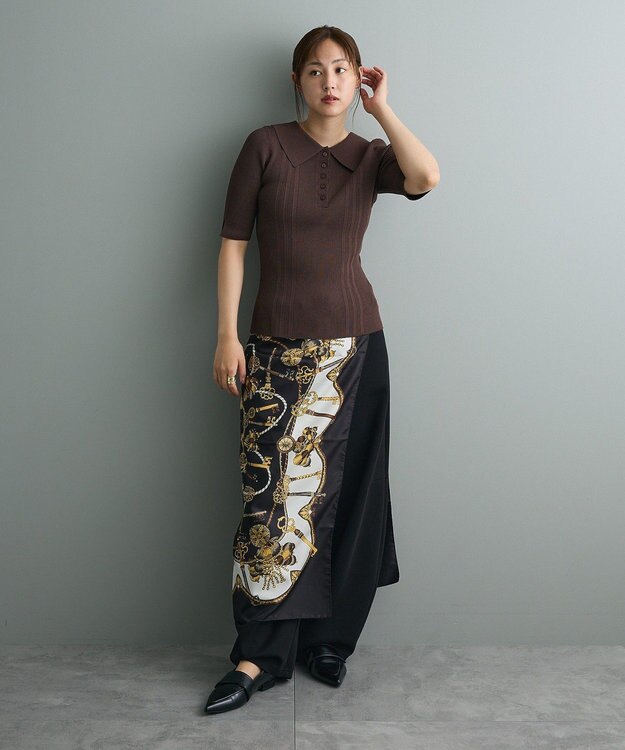 CRAFT STANDARD BOUTIQUE 半袖２ｗａｙリブポロニット Brown