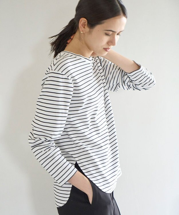 UNFILO L ラウンドテールロンT オフ×ブラック