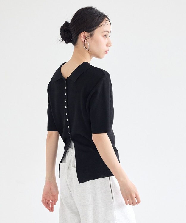 earth music&ecology 前後2WAYポロニット Black