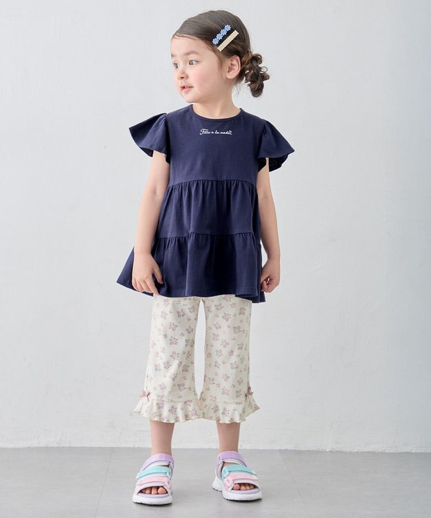 ANY KIDS 【洗濯機可能/接触冷感】ひんやり カットソーパンツ エクリュ（花柄）