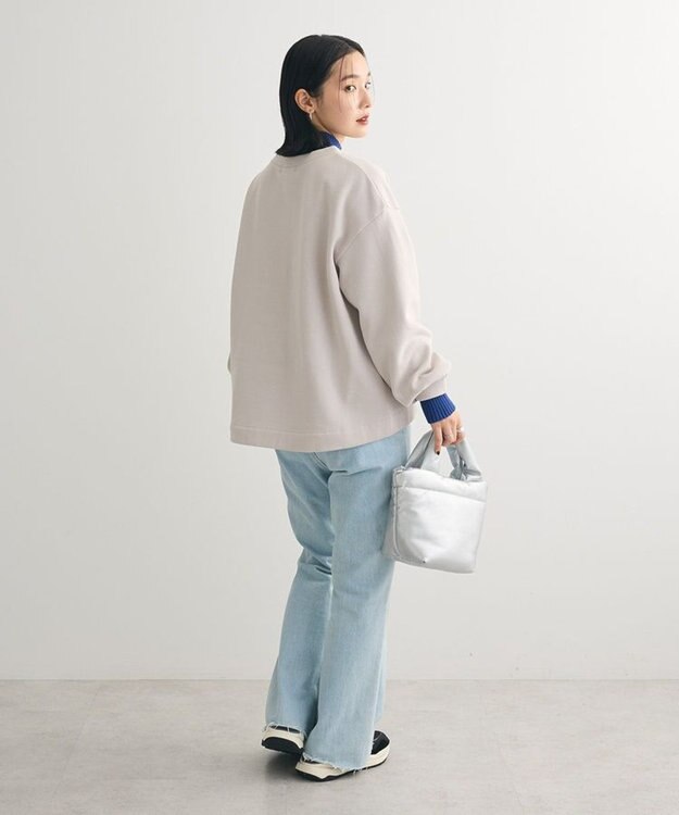 Green Parks 配色リブニットドッキング裏起毛プルオーバ Light Gray