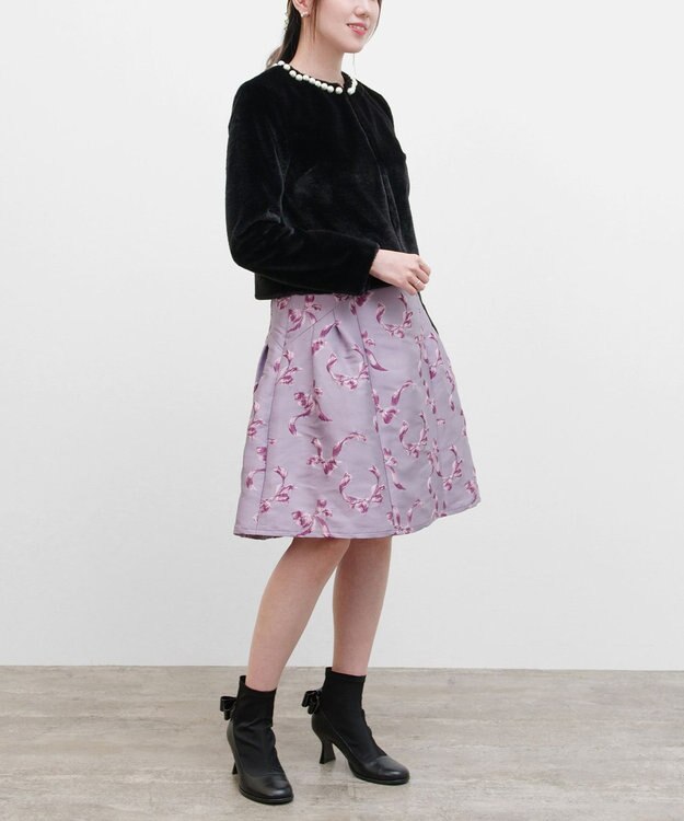 TOCCA CUSHY ノーカラーフェイクファーコート ブラック系