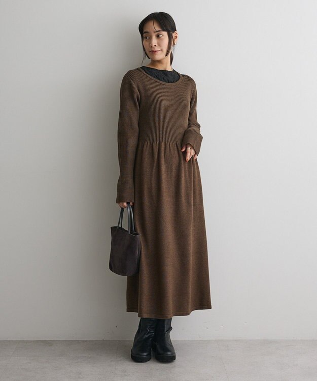 CRAFT STANDARD BOUTIQUE カットアウトニットワンピース Khaki