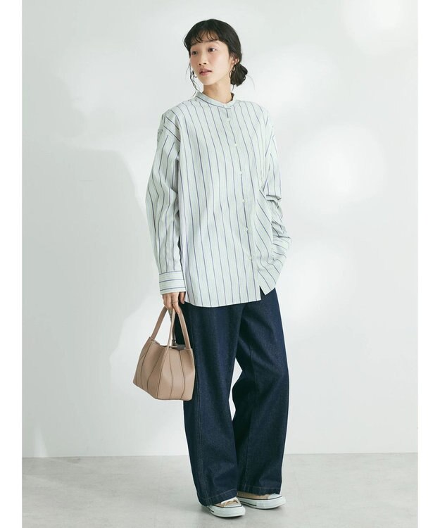 CRAFT STANDARD BOUTIQUE バンドカラーシャツ Stripe Green