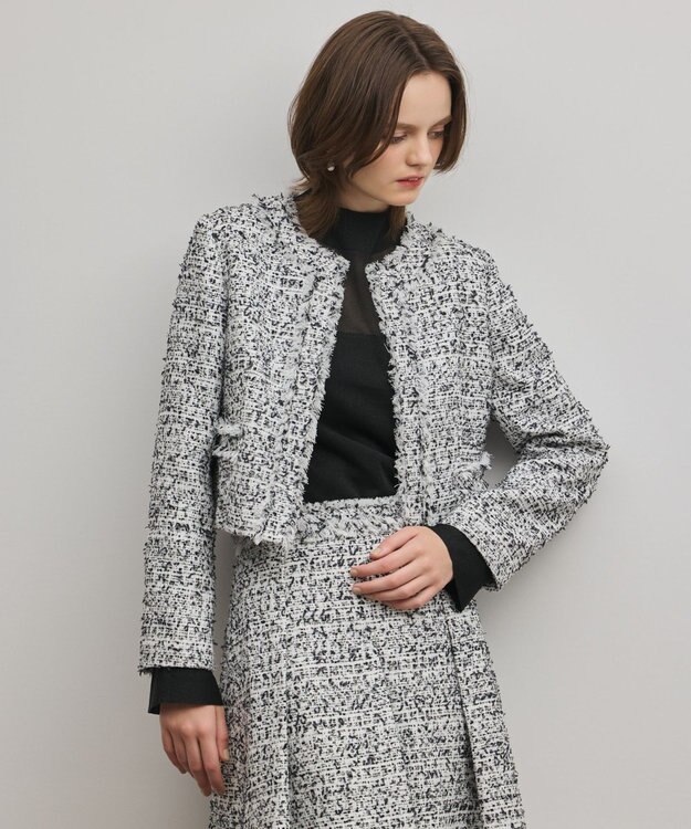 GRACE CONTINENTAL ミックスツイードジャケット ブラック