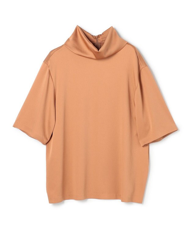 BEIGE， 【洗える・Precious 11月号掲載】LLOYD / ハンマーサテンロールカラー半袖ブラウス Coral