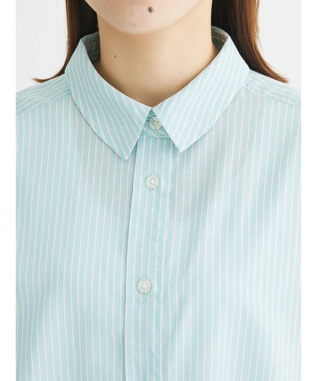 Green Parks 綿麻混タブ付オーバーサイズシャツチュニック Green