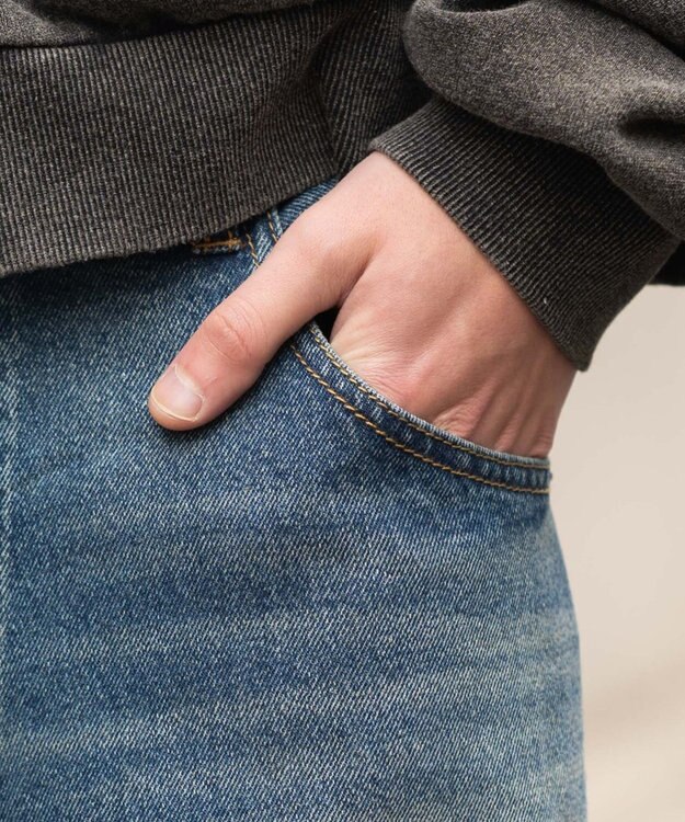 WEGO 【SMLサイズ展開】エクストラバギーデニムパンツ デニム中濃加工色