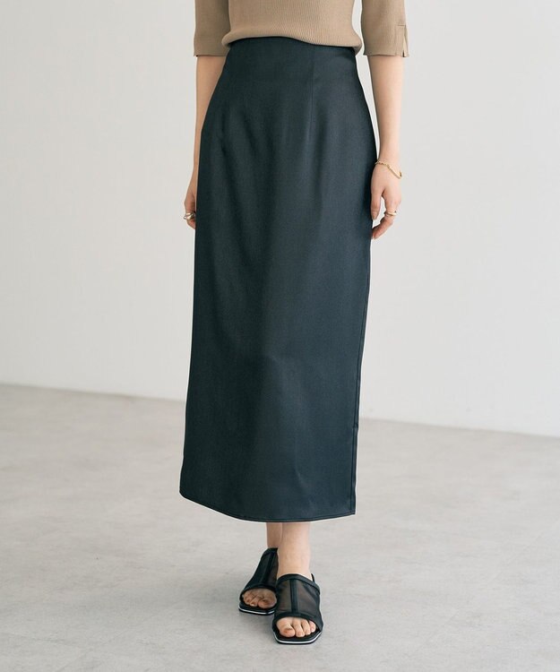 YECCA VECCA シャイニーロングスカート Black