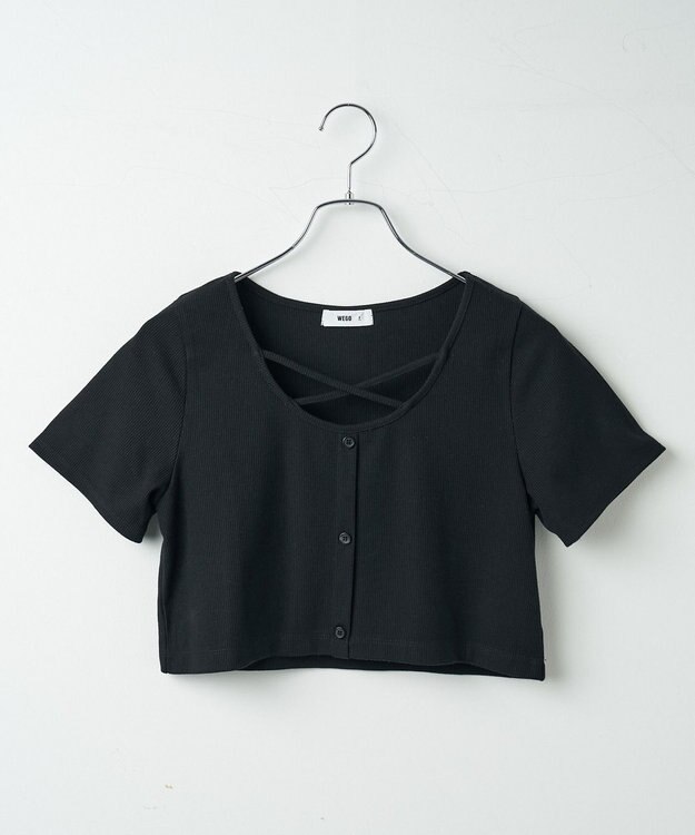 WEGO フロントクロスショートリブT ブラック