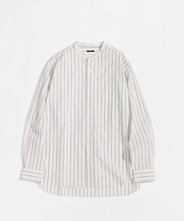 LENO BAND COLLAR SHIRTS 《UNISEX》 バンドカラーシャツ WHITE STRIPE