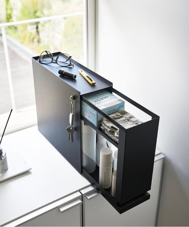 tower 隠せる引き出し収納 タワー ブラック ブラック