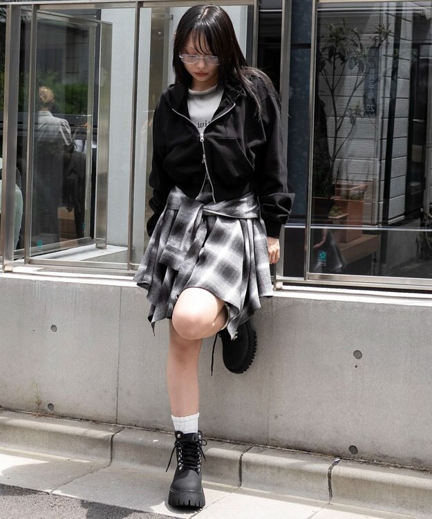 WEGO ショートZIPパーカー ブラック