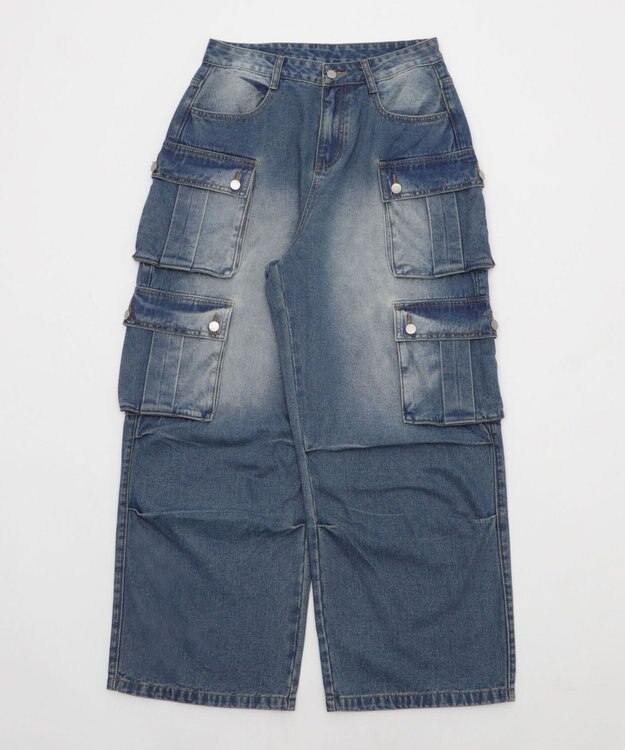 WEGO マルチポケットデニムパンツ デニム中濃加工色