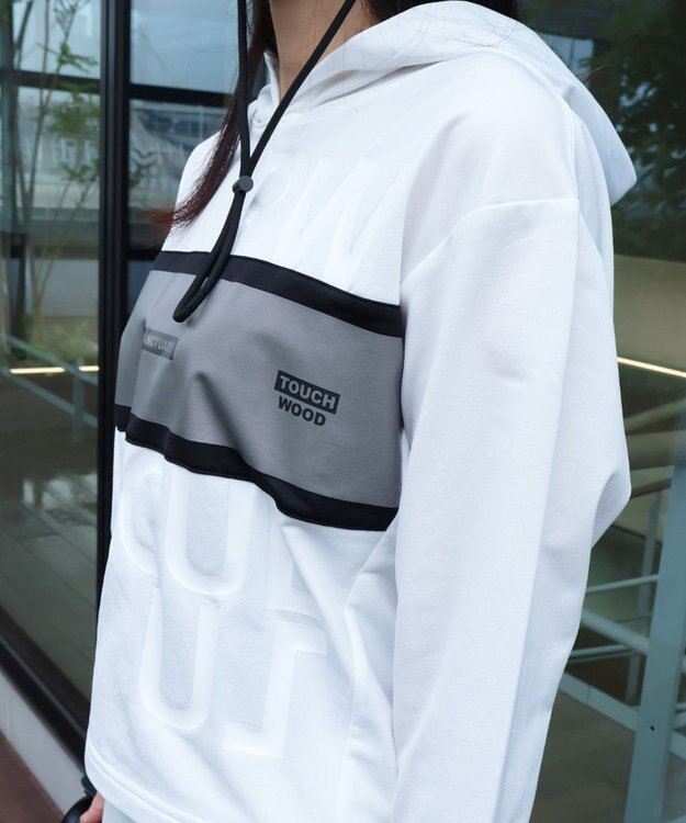 PW CIRCULUS 【WOMEN】【洗える/軽量】裏毛 ロゴ フーデッド プルオーバー ゴルフウェア レディース ホワイト