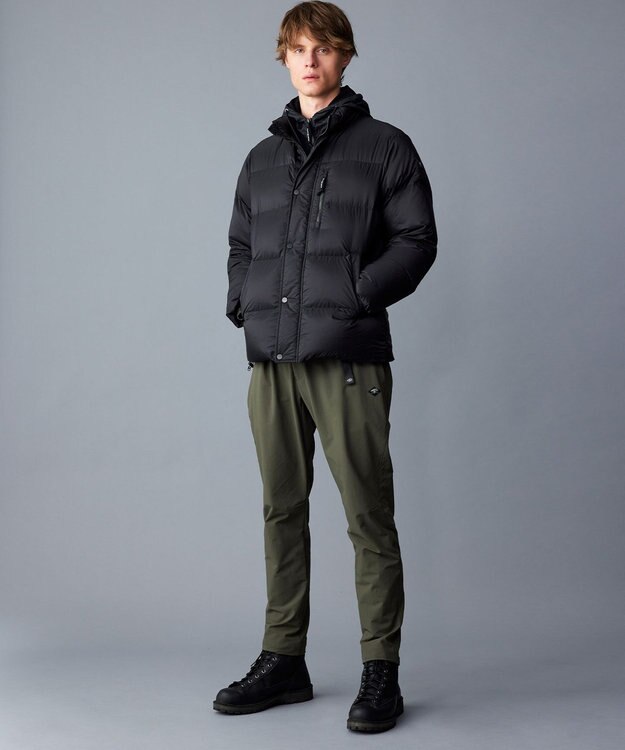 JOSEPH ABBOUD MOUNTAIN 【軽量/撥水/7ポケット/INフード】ナイロンリップ ダウン ジャケット ブラック系